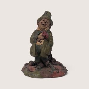 Vintage Tom Clark Cairn Studios Gnome Signed Figurine with Rose